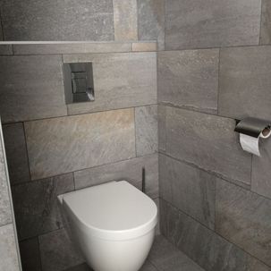 Toilet met grijze tegels